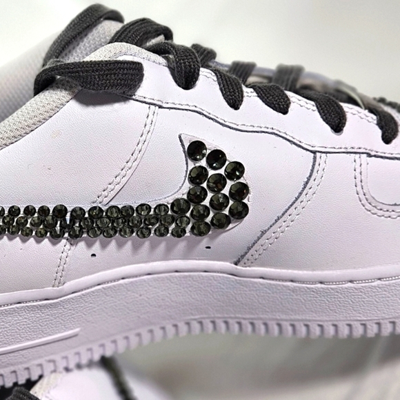 πNew Nike Air Force1 Sneaker Shoes Custom w/ Black Rhinestone Crystals π - Picture 6 of 8